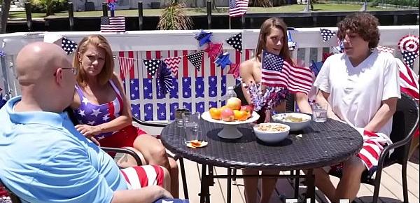  Perverted Stepsis Kirsten Lee Fucked at 4th of July Party